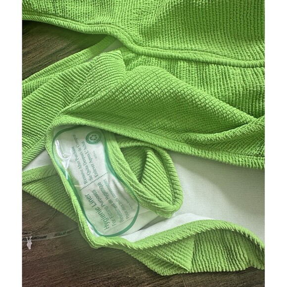 MICHAEL Michael Kors Women's Ribbed One-Shoulder Side-Cutout Swimsuit Green 4 - Picture 5 of 9